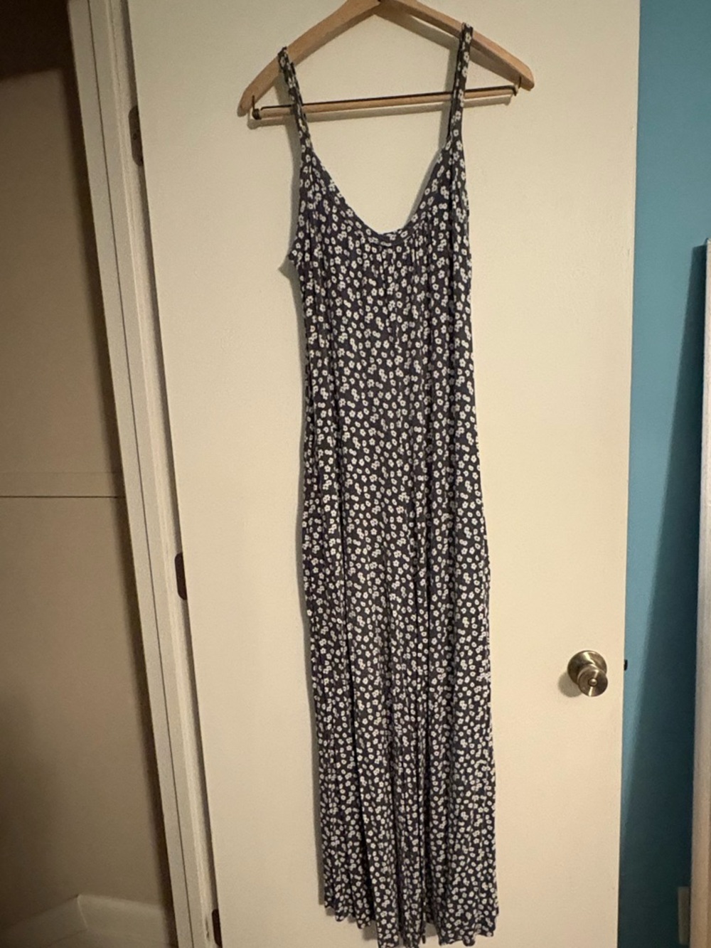 Z Supply Navy and White Floral Slip Maxi Jumpsuit